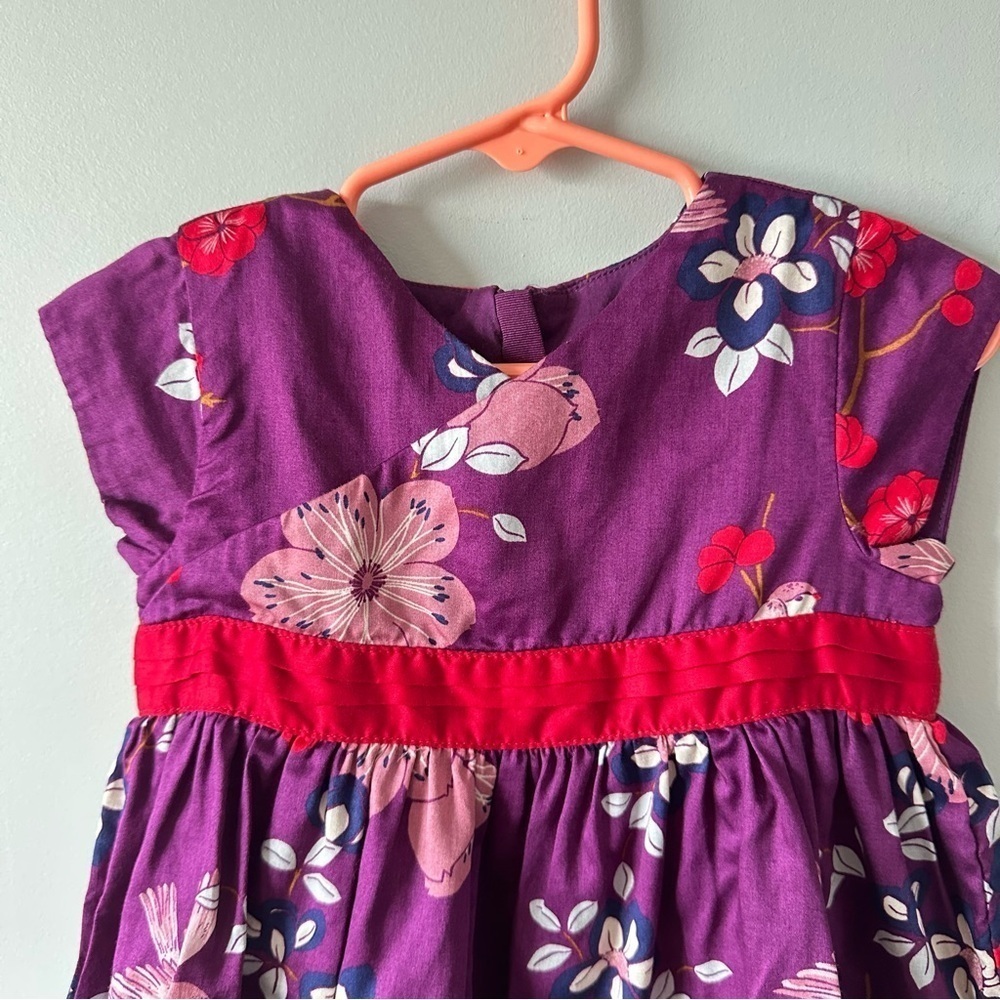 Tea Collection Destination China Dress Purple Floral Pink Birds 18-24 Months - Picture 2 of 11